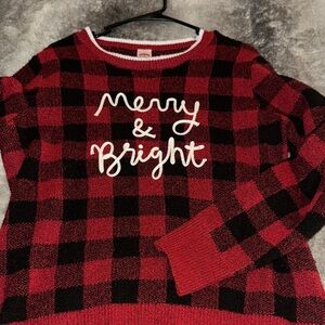 Red and Black Plaid Christmas Sweater